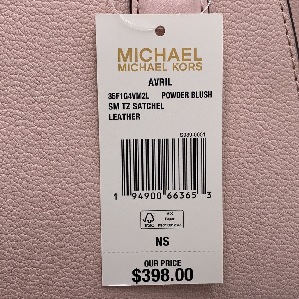 Michael Kors Avril Small Leather Top-Zip Satchel Powder Blush color - Picture 16 of 16